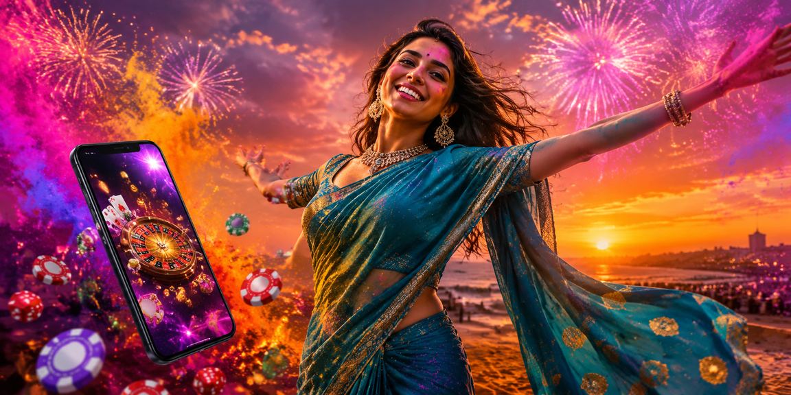 Modern Indian woman playing casino games on mobile device at home