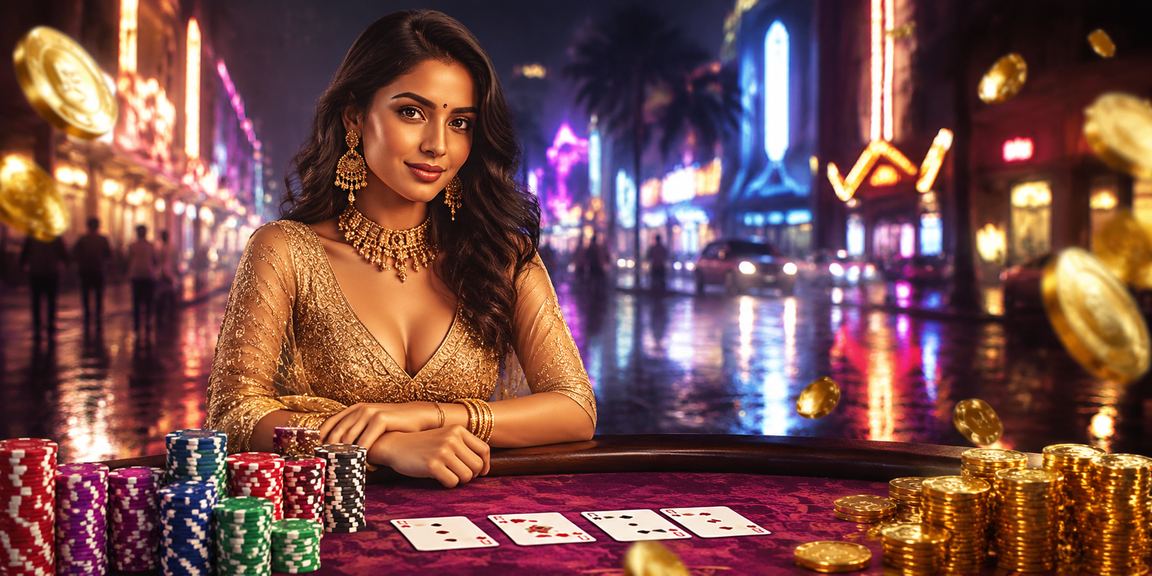 A stylish young woman enjoying Teen Patti card game in Mumbai